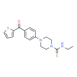 ChemSpider 2D Image | N-Ethyl-4-[4-(2-thienylcarbonyl)phenyl]-1-piperazinecarbothioamide | C18H21N3OS2