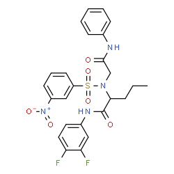 ChemSpider 2D Image | N~2~-(2-Anilino-2-oxoethyl)-N-(3,4-difluorophenyl)-N~2~-[(3-nitrophenyl)sulfonyl]norvalinamide | C25H24F2N4O6S