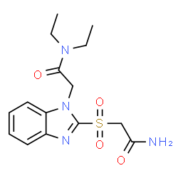 ChemSpider 2D Image | 2-{2-[(2-Amino-2-oxoethyl)sulfonyl]-1H-benzimidazol-1-yl}-N,N-diethylacetamide | C15H20N4O4S