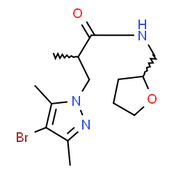 ChemSpider 2D Image | 3-(4-Bromo-3,5-dimethyl-1H-pyrazol-1-yl)-2-methyl-N-(tetrahydro-2-furanylmethyl)propanamide | C14H22BrN3O2