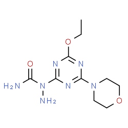ChemSpider 2D Image | 1-[4-Ethoxy-6-(4-morpholinyl)-1,3,5-triazin-2-yl]hydrazinecarboxamide | C10H17N7O3