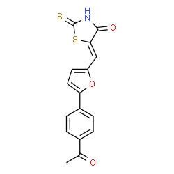 ChemSpider 2D Image | (5Z)-5-{[5-(4-Acetylphenyl)-2-furyl]methylene}-2-thioxo-1,3-thiazolidin-4-one | C16H11NO3S2