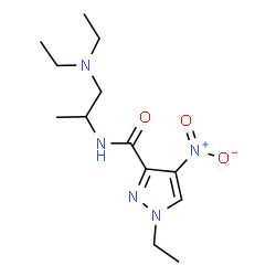 ChemSpider 2D Image | N-[1-(Diethylamino)-2-propanyl]-1-ethyl-4-nitro-1H-pyrazole-3-carboxamide | C13H23N5O3