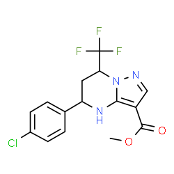 ChemSpider 2D Image | Methyl 5-(4-chlorophenyl)-7-(trifluoromethyl)-4,5,6,7-tetrahydropyrazolo[1,5-a]pyrimidine-3-carboxylate | C15H13ClF3N3O2
