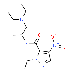 ChemSpider 2D Image | N-[1-(Diethylamino)-2-propanyl]-1-ethyl-4-nitro-1H-pyrazole-5-carboxamide | C13H23N5O3