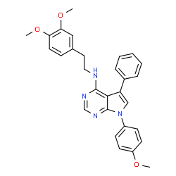 ChemSpider 2D Image | N-[2-(3,4-Dimethoxyphenyl)ethyl]-7-(4-methoxyphenyl)-5-phenyl-7H-pyrrolo[2,3-d]pyrimidin-4-amine | C29H28N4O3