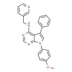 ChemSpider 2D Image | 7-(4-Methoxyphenyl)-5-phenyl-N-(3-pyridinylmethyl)-7H-pyrrolo[2,3-d]pyrimidin-4-amine | C25H21N5O