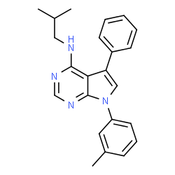 ChemSpider 2D Image | N-Isobutyl-7-(3-methylphenyl)-5-phenyl-7H-pyrrolo[2,3-d]pyrimidin-4-amine | C23H24N4