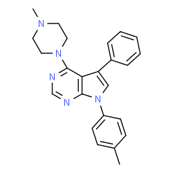 ChemSpider 2D Image | 7-(4-Methylphenyl)-4-(4-methyl-1-piperazinyl)-5-phenyl-7H-pyrrolo[2,3-d]pyrimidine | C24H25N5