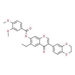 ChemSpider 2D Image | 3-(2,3-Dihydro-1,4-benzodioxin-6-yl)-6-ethyl-4-oxo-4H-chromen-7-yl 3,4-dimethoxybenzoate | C28H24O8
