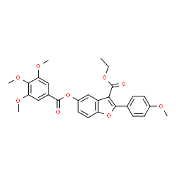 ChemSpider 2D Image | Ethyl 2-(4-methoxyphenyl)-5-[(3,4,5-trimethoxybenzoyl)oxy]-1-benzofuran-3-carboxylate | C28H26O9