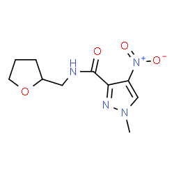 ChemSpider 2D Image | 1-Methyl-4-nitro-N-(tetrahydro-2-furanylmethyl)-1H-pyrazole-3-carboxamide | C10H14N4O4