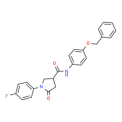 ChemSpider 2D Image | N-[4-(Benzyloxy)phenyl]-1-(4-fluorophenyl)-5-oxo-3-pyrrolidinecarboxamide | C24H21FN2O3