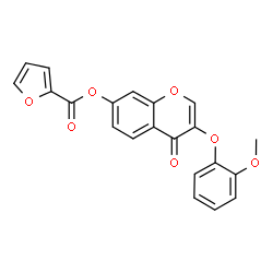 ChemSpider 2D Image | 3-(2-Methoxyphenoxy)-4-oxo-4H-chromen-7-yl 2-furoate | C21H14O7