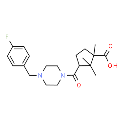 ChemSpider 2D Image | 3-{[4-(4-Fluorobenzyl)-1-piperazinyl]carbonyl}-1,2,2-trimethylcyclopentanecarboxylic acid | C21H29FN2O3