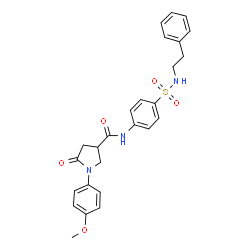 ChemSpider 2D Image | 1-(4-Methoxyphenyl)-5-oxo-N-{4-[(2-phenylethyl)sulfamoyl]phenyl}-3-pyrrolidinecarboxamide | C26H27N3O5S