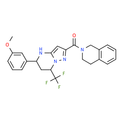 ChemSpider 2D Image | 3,4-Dihydro-2(1H)-isoquinolinyl[5-(3-methoxyphenyl)-7-(trifluoromethyl)-4,5,6,7-tetrahydropyrazolo[1,5-a]pyrimidin-2-yl]methanone | C24H23F3N4O2