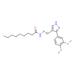 ChemSpider 2D Image | N'-{(E)-[3-(3,4-Dimethoxyphenyl)-1H-pyrazol-4-yl]methylene}nonanehydrazide | C21H30N4O3