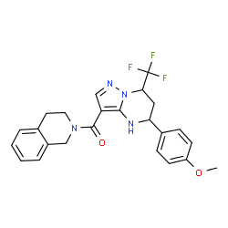 ChemSpider 2D Image | 3,4-Dihydro-2(1H)-isoquinolinyl[5-(4-methoxyphenyl)-7-(trifluoromethyl)-4,5,6,7-tetrahydropyrazolo[1,5-a]pyrimidin-3-yl]methanone | C24H23F3N4O2
