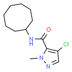 ChemSpider 2D Image | 4-Chloro-N-cyclooctyl-1-methyl-1H-pyrazole-5-carboxamide | C13H20ClN3O