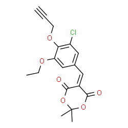 ChemSpider 2D Image | 5-[3-Chloro-5-ethoxy-4-(2-propyn-1-yloxy)benzylidene]-2,2-dimethyl-1,3-dioxane-4,6-dione | C18H17ClO6