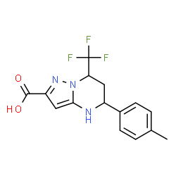 ChemSpider 2D Image | 5-(4-Methylphenyl)-7-(trifluoromethyl)-4,5,6,7-tetrahydropyrazolo[1,5-a]pyrimidine-2-carboxylic acid | C15H14F3N3O2