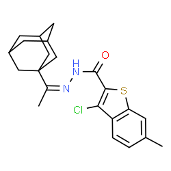 ChemSpider 2D Image | N'-[(1Z)-1-(Adamantan-1-yl)ethylidene]-3-chloro-6-methyl-1-benzothiophene-2-carbohydrazide | C22H25ClN2OS