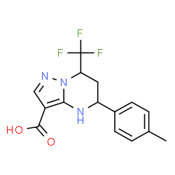 ChemSpider 2D Image | 5-(P-TOLYL)-7-(TRIFLUOROMETHYL)-4,5,6,7-TETRAHYDROPYRAZOLO[1,5-A]PYRIMIDINE-3-CARBOXYLIC ACID | C15H14F3N3O2