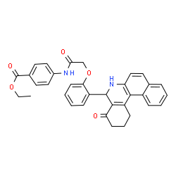 ChemSpider 2D Image | Ethyl 4-({[2-(4-oxo-1,2,3,4,5,6-hexahydrobenzo[a]phenanthridin-5-yl)phenoxy]acetyl}amino)benzoate | C34H30N2O5