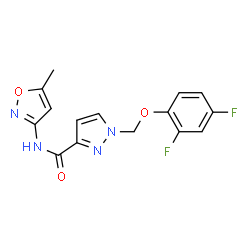 ChemSpider 2D Image | 1-[(2,4-Difluorophenoxy)methyl]-N-(5-methyl-1,2-oxazol-3-yl)-1H-pyrazole-3-carboxamide | C15H12F2N4O3