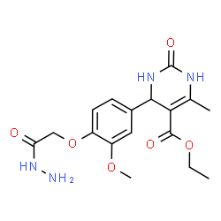 ChemSpider 2D Image | Ethyl 4-[4-(2-hydrazino-2-oxoethoxy)-3-methoxyphenyl]-6-methyl-2-oxo-1,2,3,4-tetrahydro-5-pyrimidinecarboxylate | C17H22N4O6