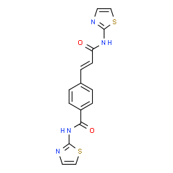 ChemSpider 2D Image | 4-[(1E)-3-Oxo-3-(1,3-thiazol-2-ylamino)-1-propen-1-yl]-N-(1,3-thiazol-2-yl)benzamide | C16H12N4O2S2
