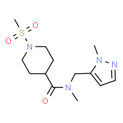 ChemSpider 2D Image | N-Methyl-N-[(1-methyl-1H-pyrazol-5-yl)methyl]-1-(methylsulfonyl)-4-piperidinecarboxamide | C13H22N4O3S