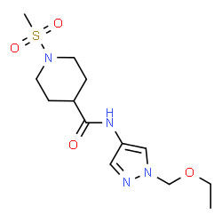ChemSpider 2D Image | N-[1-(Ethoxymethyl)-1H-pyrazol-4-yl]-1-(methylsulfonyl)-4-piperidinecarboxamide | C13H22N4O4S