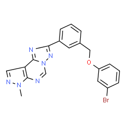 ChemSpider 2D Image | 2-{3-[(3-Bromophenoxy)methyl]phenyl}-7-methyl-7H-pyrazolo[4,3-e][1,2,4]triazolo[1,5-c]pyrimidine | C20H15BrN6O
