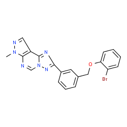 ChemSpider 2D Image | 2-{3-[(2-Bromophenoxy)methyl]phenyl}-7-methyl-7H-pyrazolo[4,3-e][1,2,4]triazolo[1,5-c]pyrimidine | C20H15BrN6O