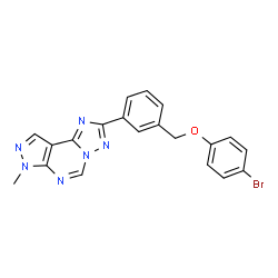 ChemSpider 2D Image | 2-{3-[(4-Bromophenoxy)methyl]phenyl}-7-methyl-7H-pyrazolo[4,3-e][1,2,4]triazolo[1,5-c]pyrimidine | C20H15BrN6O