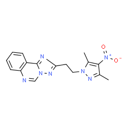 ChemSpider 2D Image | 2-[2-(3,5-Dimethyl-4-nitro-1H-pyrazol-1-yl)ethyl][1,2,4]triazolo[1,5-c]quinazoline | C16H15N7O2