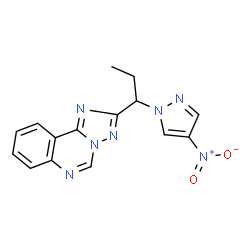 ChemSpider 2D Image | 2-[1-(4-Nitro-1H-pyrazol-1-yl)propyl][1,2,4]triazolo[1,5-c]quinazoline | C15H13N7O2