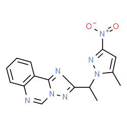 ChemSpider 2D Image | 2-[1-(5-Methyl-3-nitro-1H-pyrazol-1-yl)ethyl][1,2,4]triazolo[1,5-c]quinazoline | C15H13N7O2
