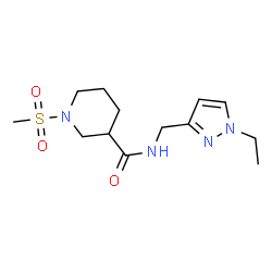 ChemSpider 2D Image | N-[(1-Ethyl-1H-pyrazol-3-yl)methyl]-1-(methylsulfonyl)-3-piperidinecarboxamide | C13H22N4O3S