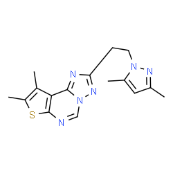 ChemSpider 2D Image | 2-[2-(3,5-Dimethyl-1H-pyrazol-1-yl)ethyl]-8,9-dimethylthieno[3,2-e][1,2,4]triazolo[1,5-c]pyrimidine | C16H18N6S