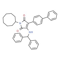ChemSpider 2D Image | 3-(4-Biphenylyl)-1-cyclooctyl-4-[(diphenylmethyl)amino]-1H-pyrrole-2,5-dione | C37H36N2O2