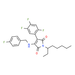 ChemSpider 2D Image | 3-[(4-Fluorobenzyl)amino]-1-(3-octanyl)-4-(2,4,5-trifluorophenyl)-1H-pyrrole-2,5-dione | C25H26F4N2O2