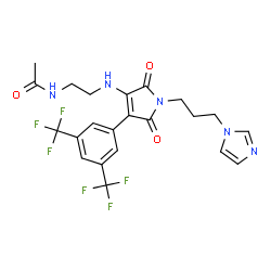 ChemSpider 2D Image | N-[2-({4-[3,5-Bis(trifluoromethyl)phenyl]-1-[3-(1H-imidazol-1-yl)propyl]-2,5-dioxo-2,5-dihydro-1H-pyrrol-3-yl}amino)ethyl]acetamide | C22H21F6N5O3
