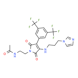 ChemSpider 2D Image | N-[2-(3-[3,5-Bis(trifluoromethyl)phenyl]-4-{[3-(1H-imidazol-1-yl)propyl]amino}-2,5-dioxo-2,5-dihydro-1H-pyrrol-1-yl)ethyl]acetamide | C22H21F6N5O3