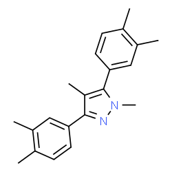 ChemSpider 2D Image | 3,5-Bis(3,4-dimethylphenyl)-1,4-dimethyl-1H-pyrazole | C21H24N2