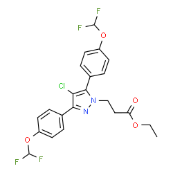 ChemSpider 2D Image | Ethyl 3-{4-chloro-3,5-bis[4-(difluoromethoxy)phenyl]-1H-pyrazol-1-yl}propanoate | C22H19ClF4N2O4
