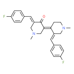 ChemSpider 2D Image | (3E,5E)-3-(4-Fluorobenzylidene)-5-[(3Z)-3-(4-fluorobenzylidene)-1-methyl-4-piperidinylidene]-1-methyl-4-piperidinone | C26H26F2N2O