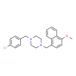 ChemSpider 2D Image | 1-(4-Chlorobenzyl)-4-[(4-methoxy-1-naphthyl)methyl]piperazine | C23H25ClN2O